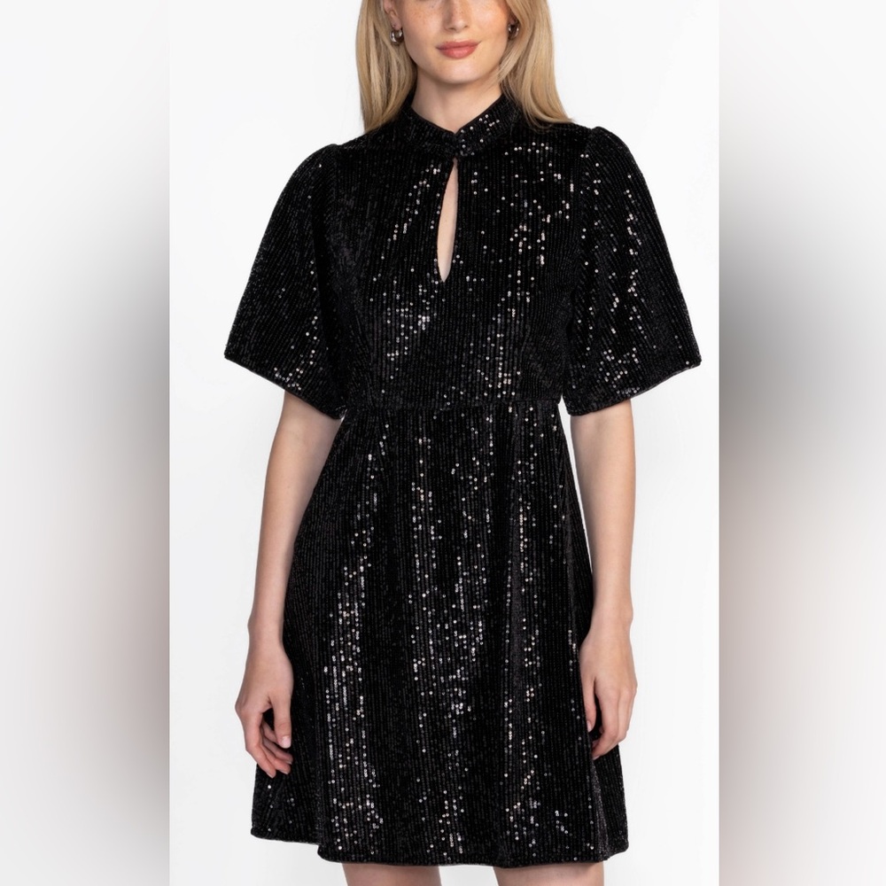 Johnny Was black sequin dress